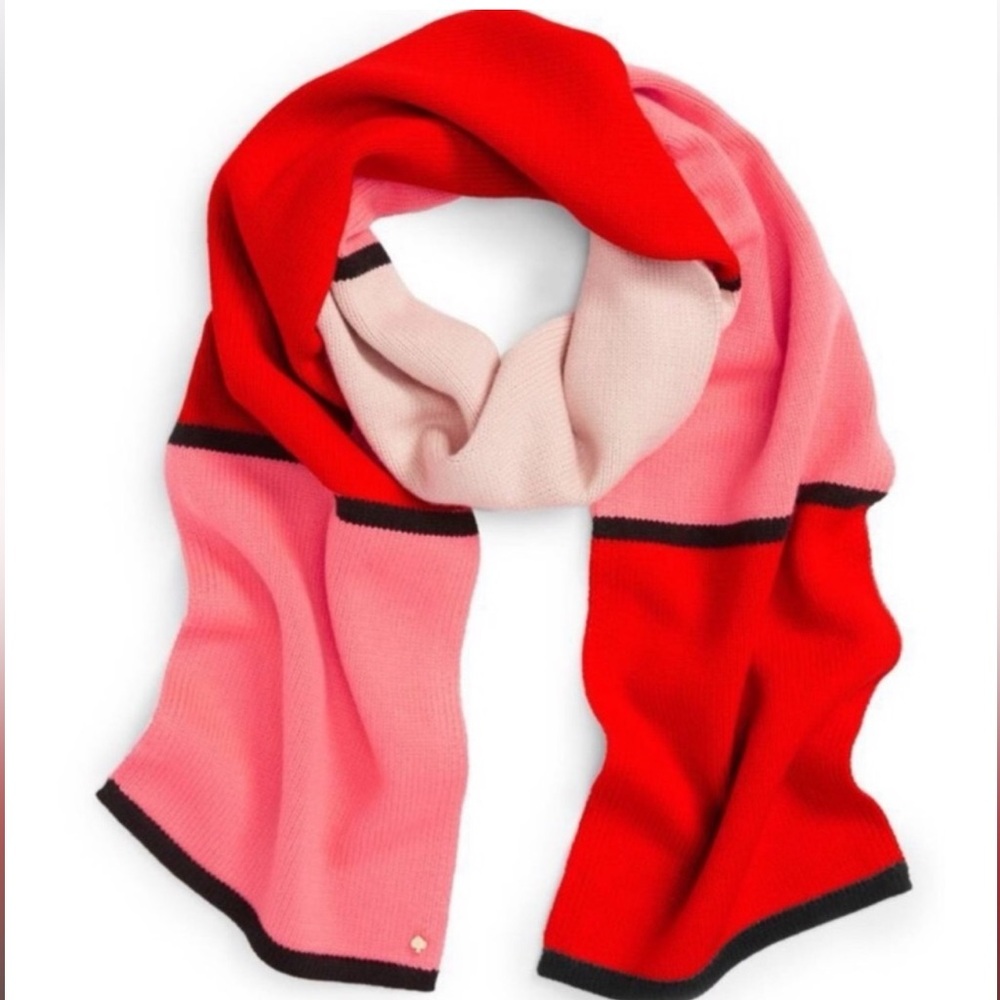 KATE SPADE Mondrian Colorblock Scarf NEW Red Pink Black